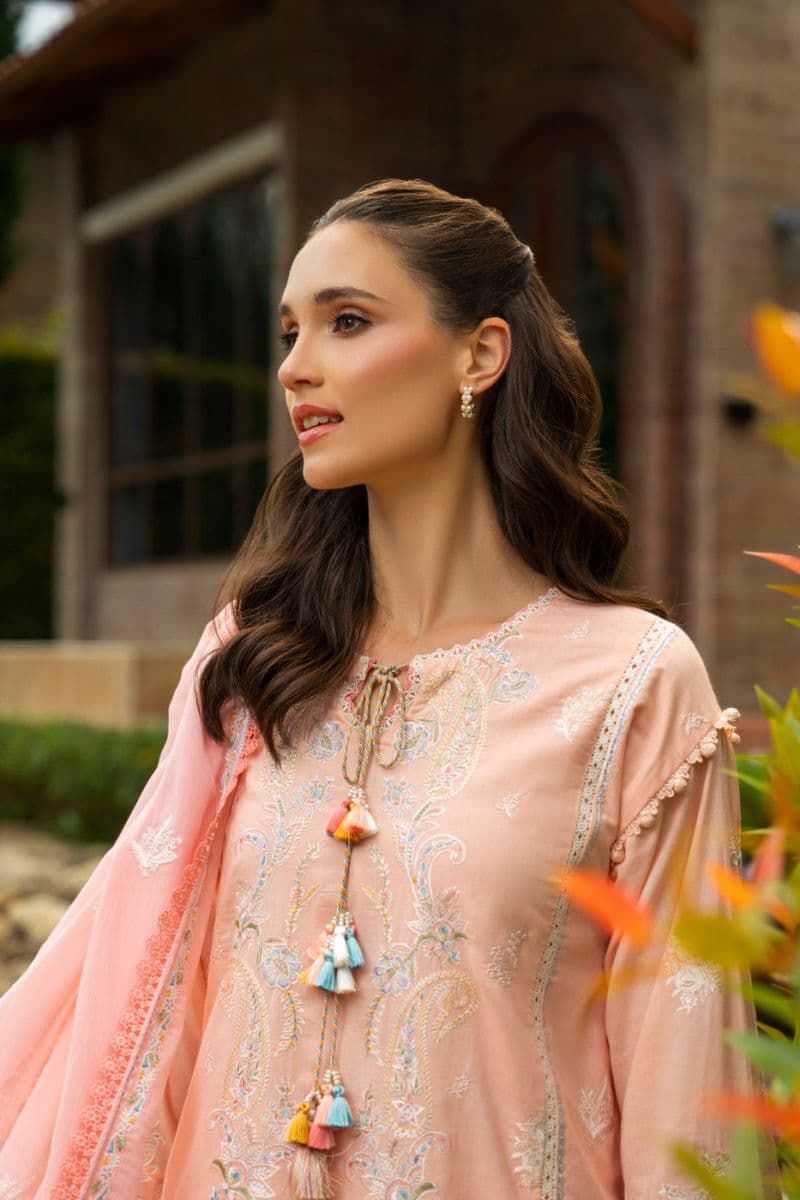 Peach Embroidered Lawn 3 Piece Unstitched Suit thumbnail