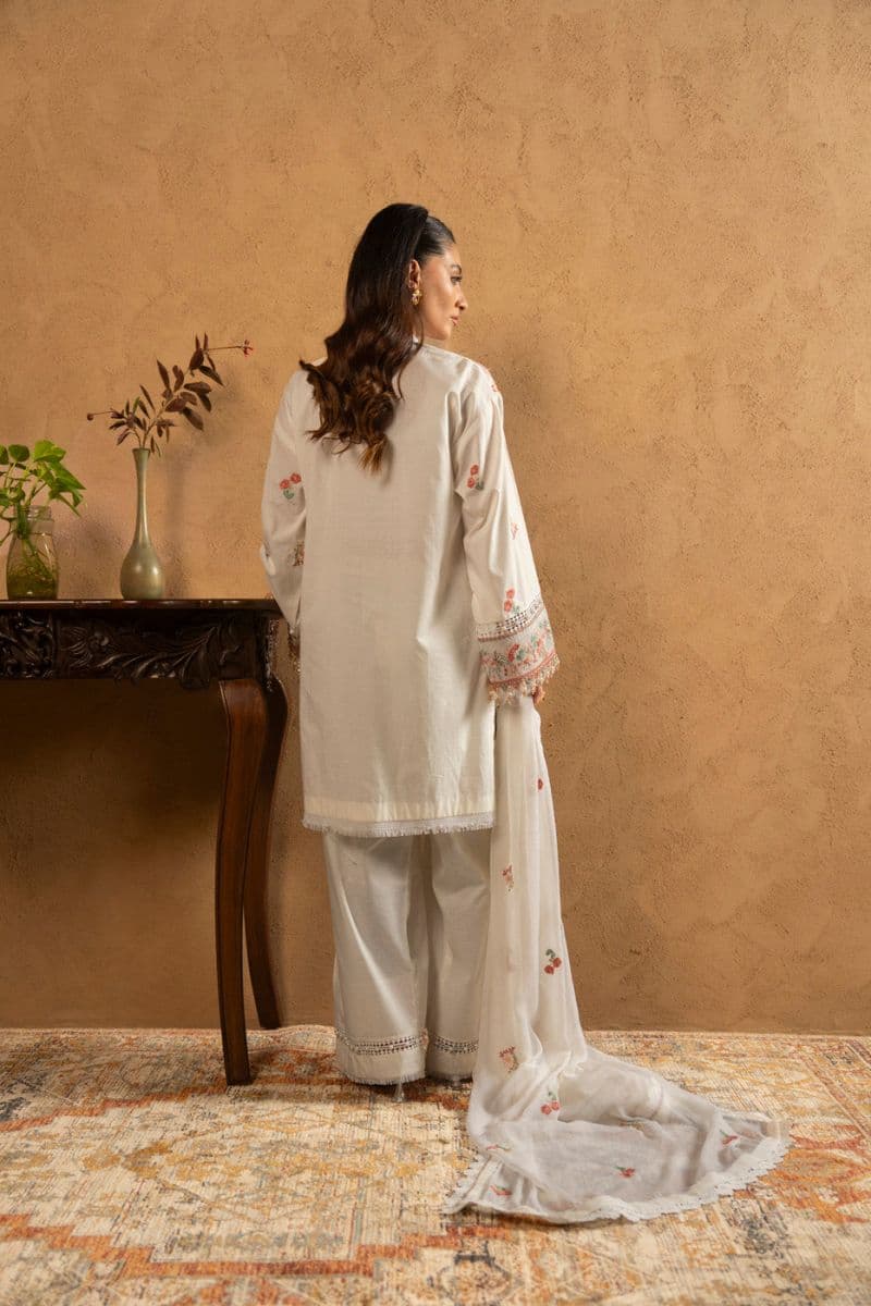 Off White Embroidered Lawn 3 Piece Unstitched Suit thumbnail