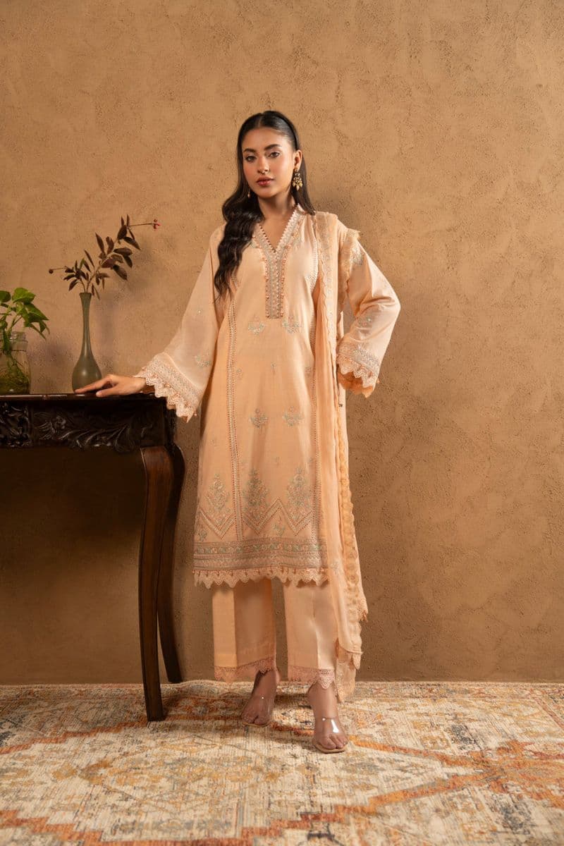 Peach Embroidered Lawn 3 Piece Unstitched Suit thumbnail