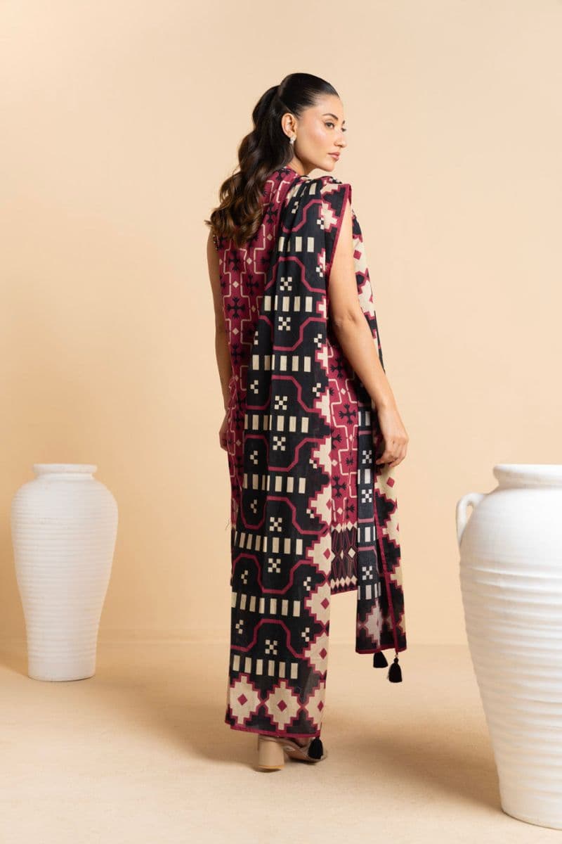 Red Printed Lawn 3 Piece Unstitched Suit thumbnail