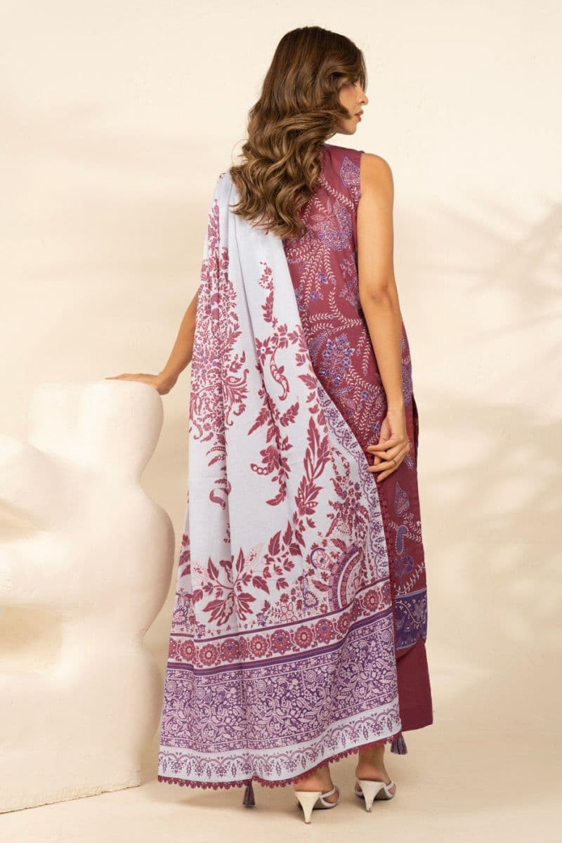 Maroon Printed Cambric 3 Piece Unstitched Suit thumbnail