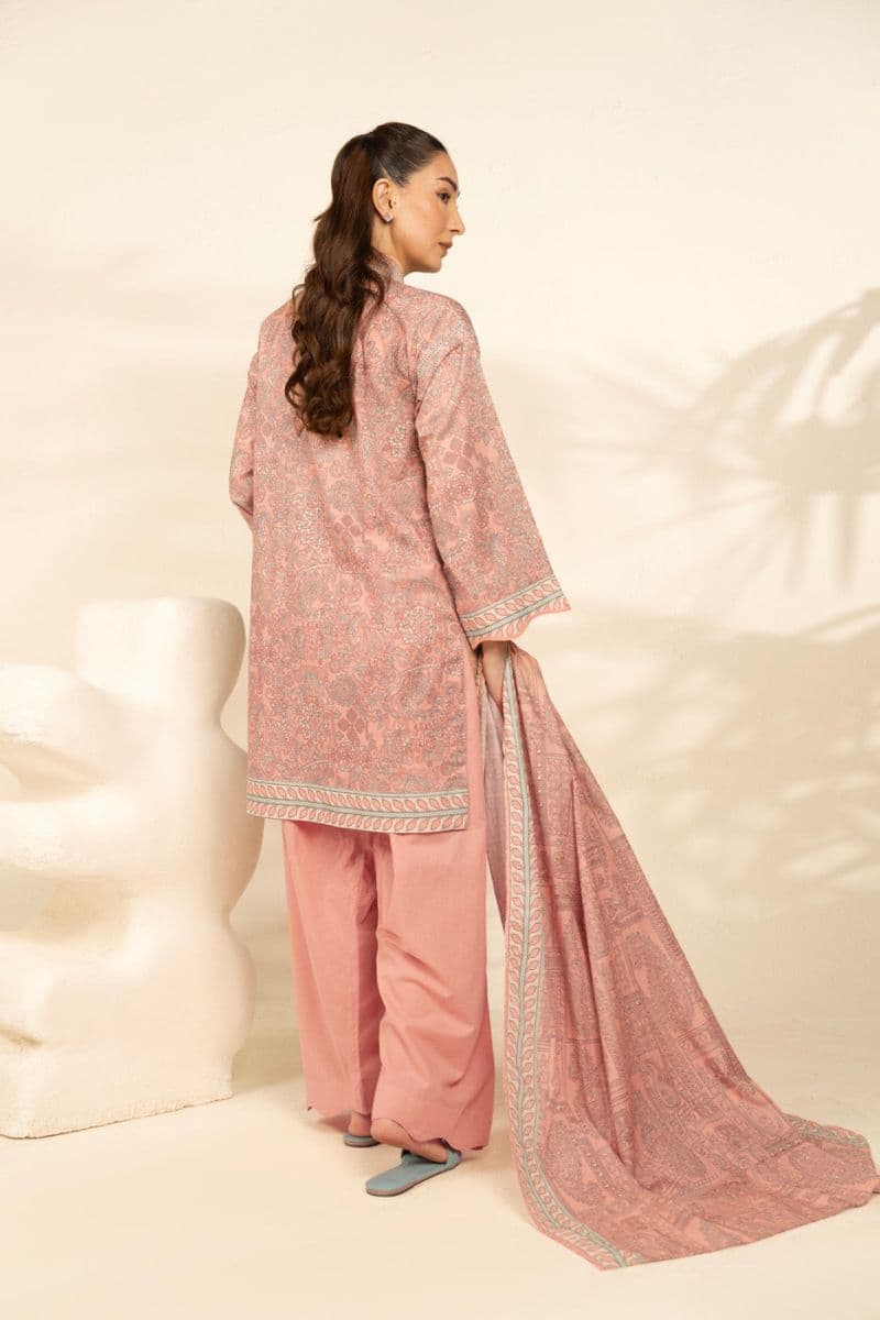 Peach Embroidered Cambric 3 Piece Unstitched Suit thumbnail