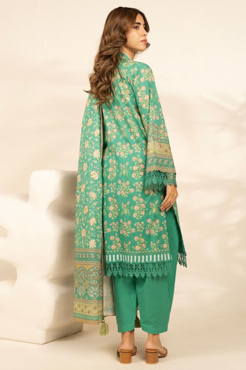 Green Printed Cambric 3 Piece Unstitched Suit thumbnail