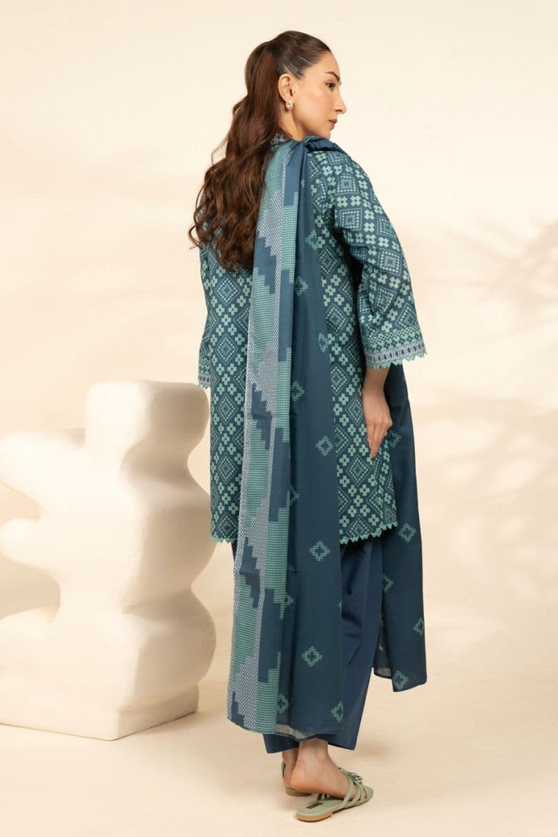 Blue Printed Cambric 3 Piece Unstitched Suit thumbnail