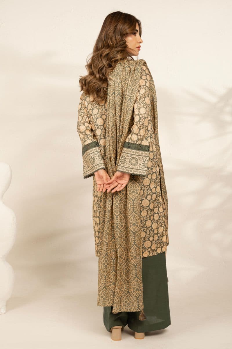 Green Printed Cambric 3 Piece Unstitched Suit thumbnail