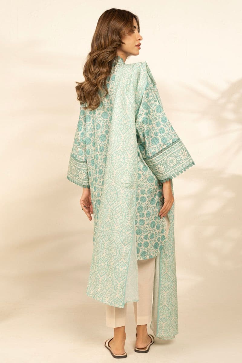 Cream Printed Cambric 3 Piece Unstitched Suit thumbnail