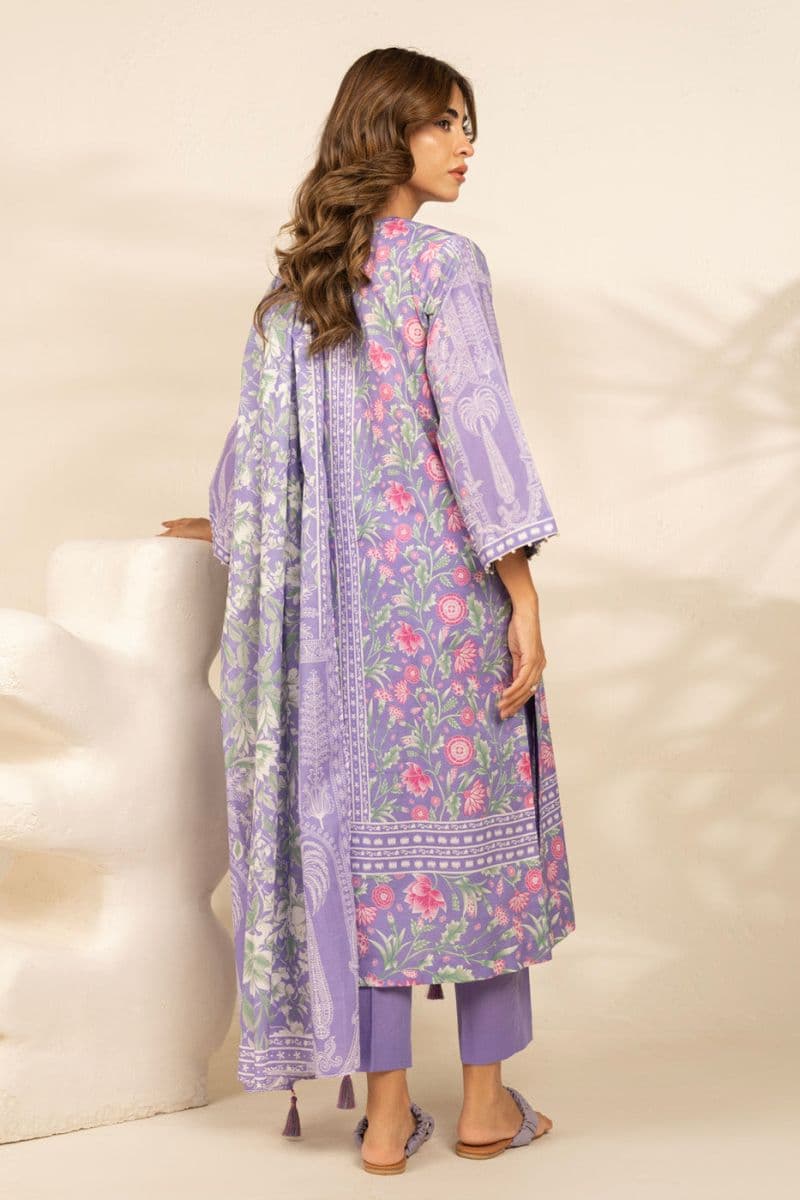 Purple Printed Cambric 3 Piece Unstitched Suit thumbnail