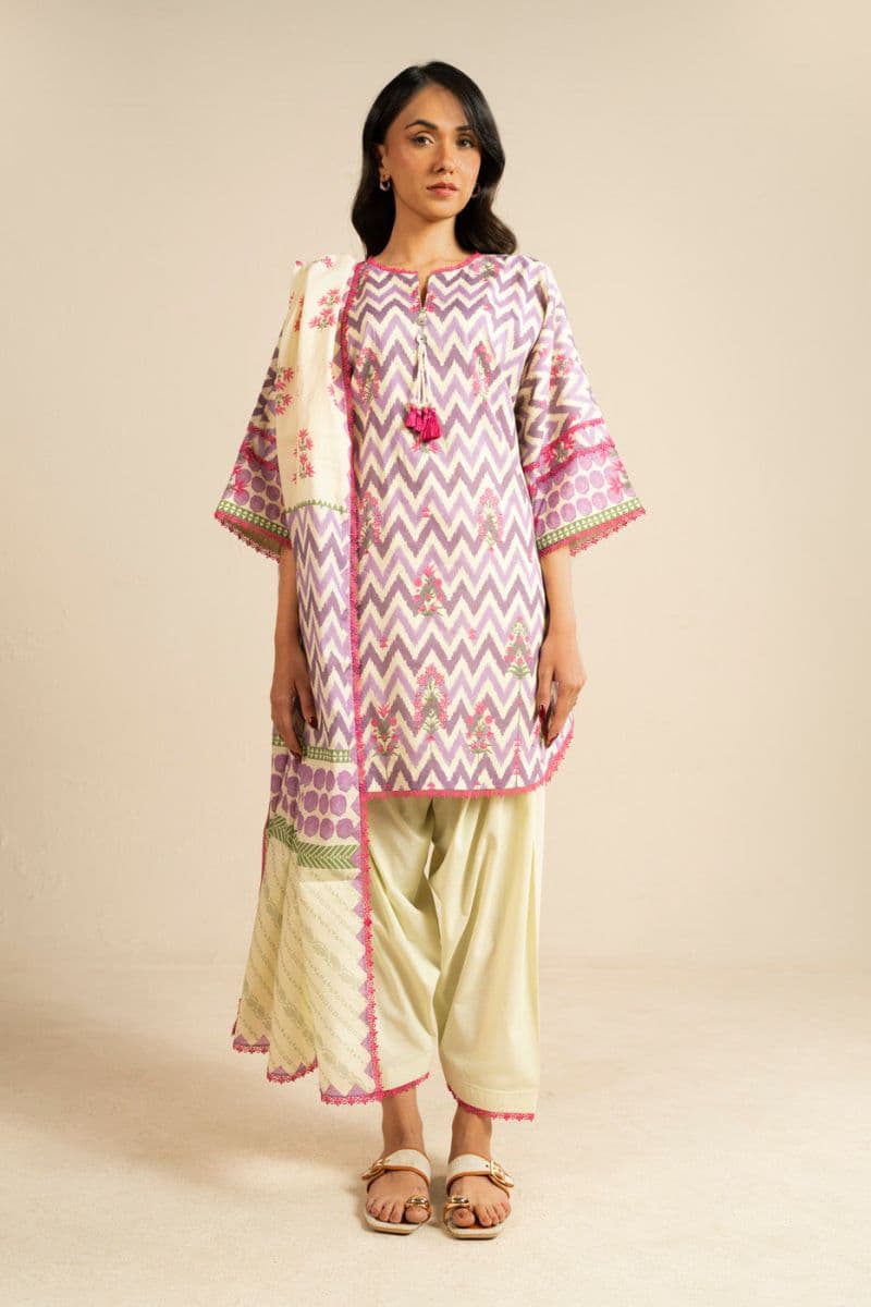 Purple Printed Lawn 3 Piece Unstitched Suit thumbnail