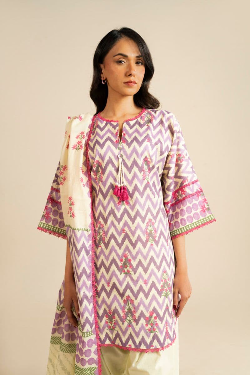 Purple Printed Lawn 3 Piece Unstitched Suit thumbnail