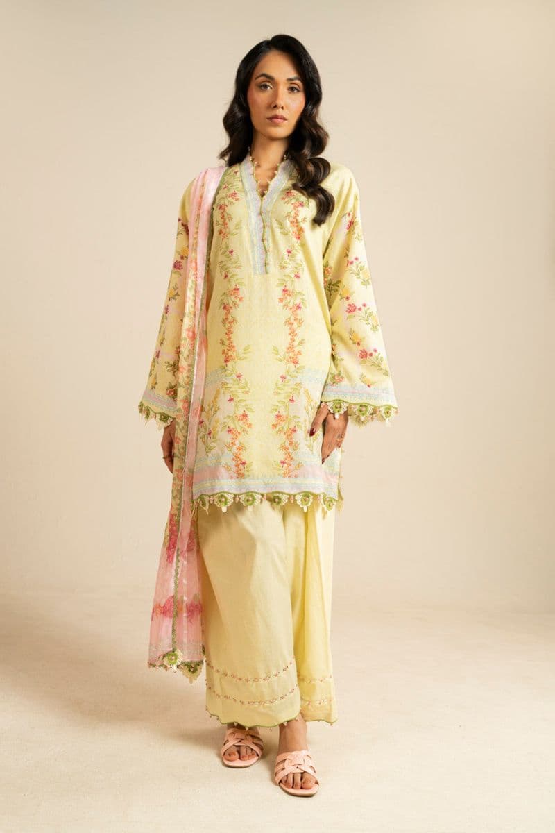 Yellow Printed Lawn 3 Piece Unstitched Suit thumbnail