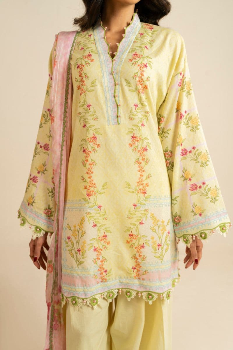 Yellow Printed Lawn 3 Piece Unstitched Suit thumbnail