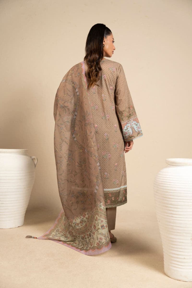 Brown Printed Lawn 3 Piece Unstitched Suit thumbnail
