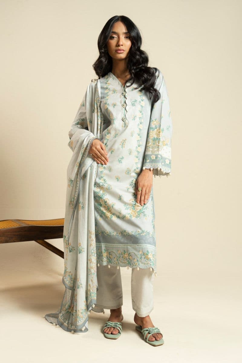 Grey Printed Lawn Dupatta thumbnail