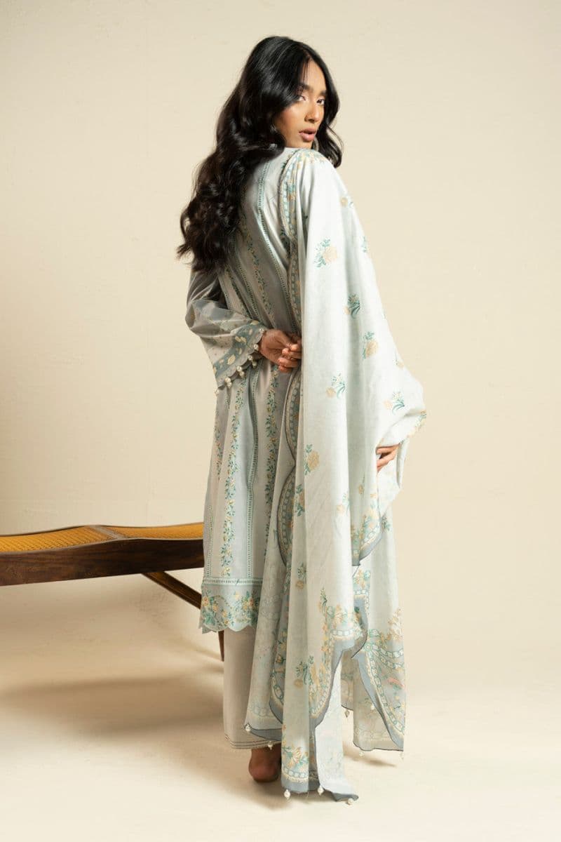 Grey Printed Lawn Dupatta thumbnail