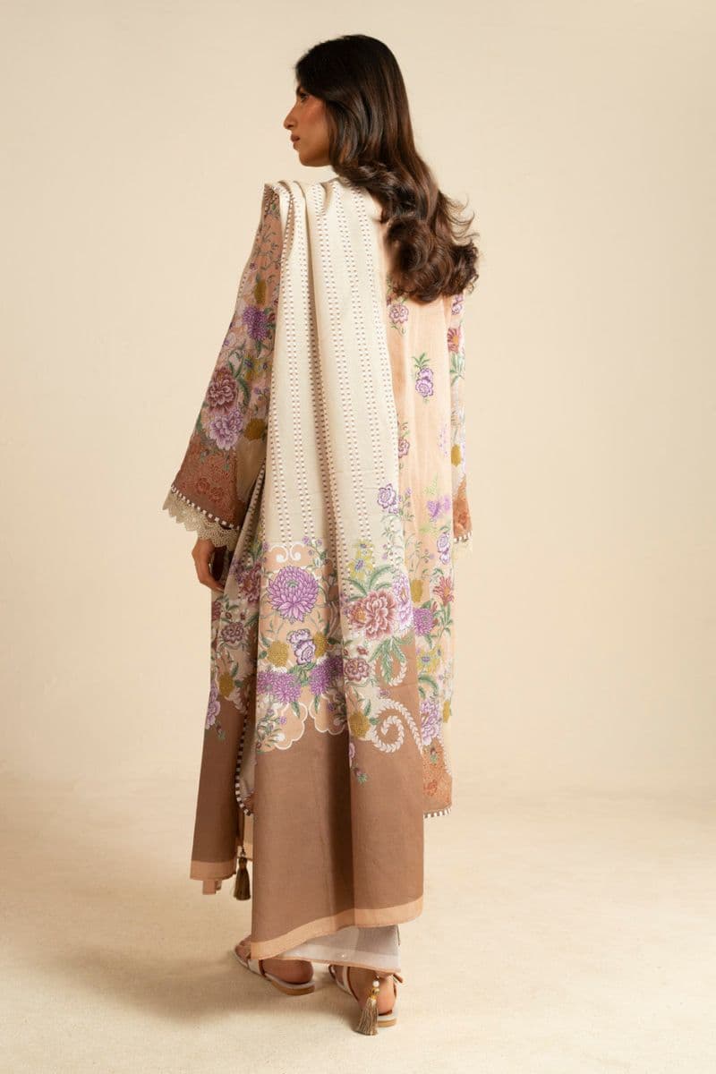 Beige Printed Lawn 3 Piece Unstitched Suit thumbnail