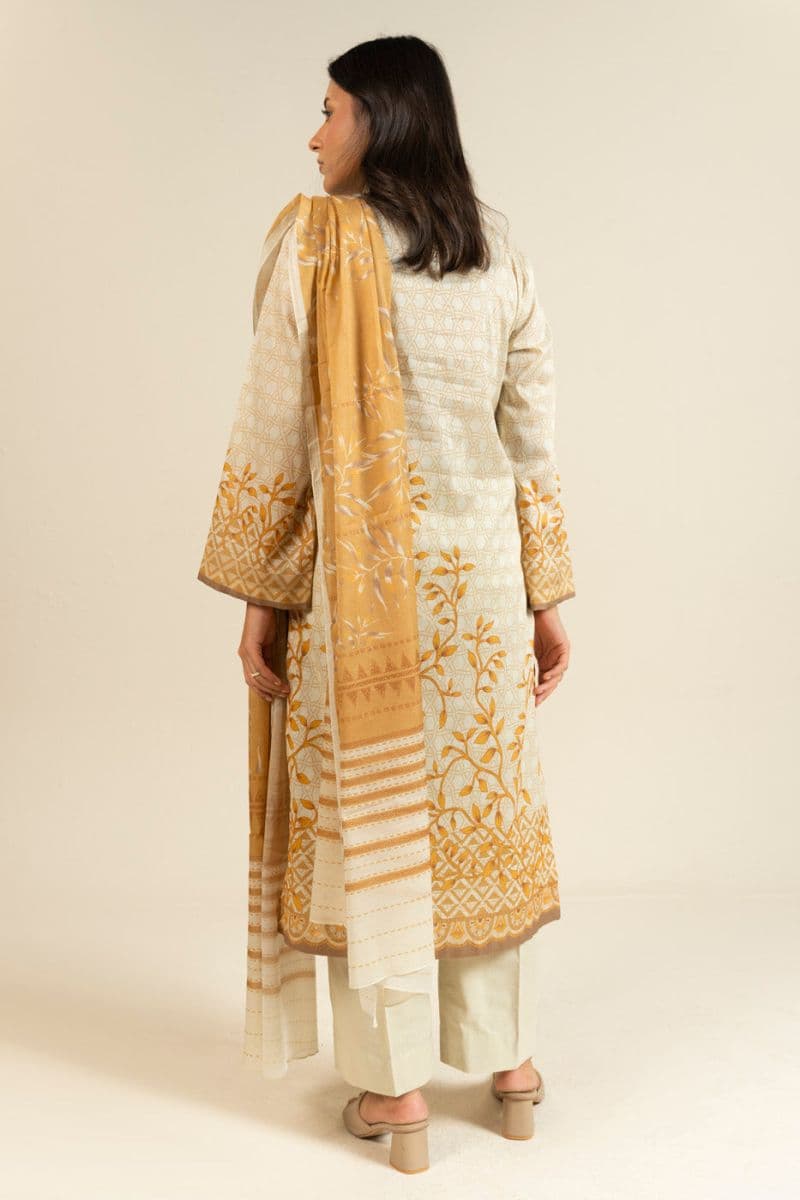 Off White Printed Lawn 3 Piece Unstitched Suit thumbnail