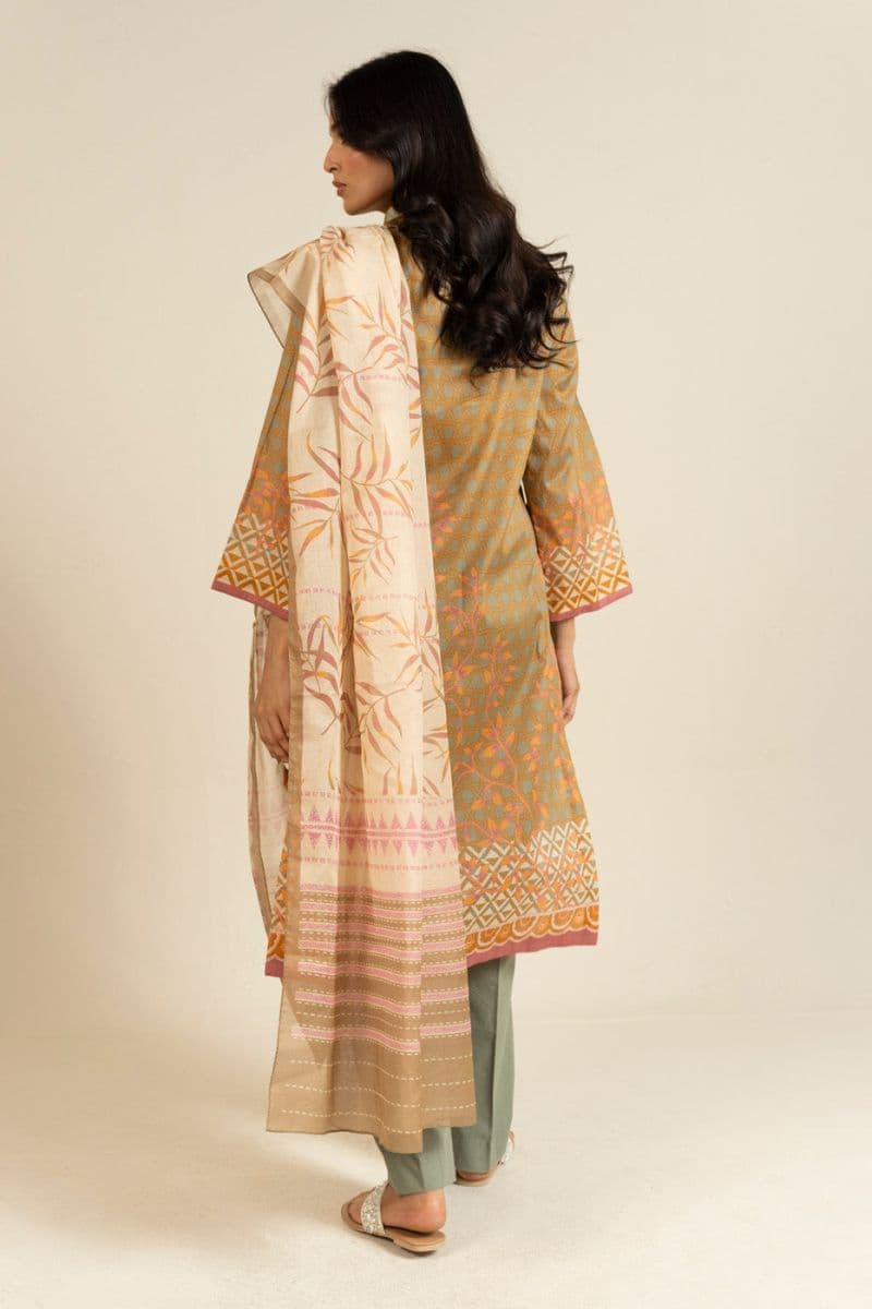 Brown Printed Lawn 3 Piece Unstitched Suit thumbnail