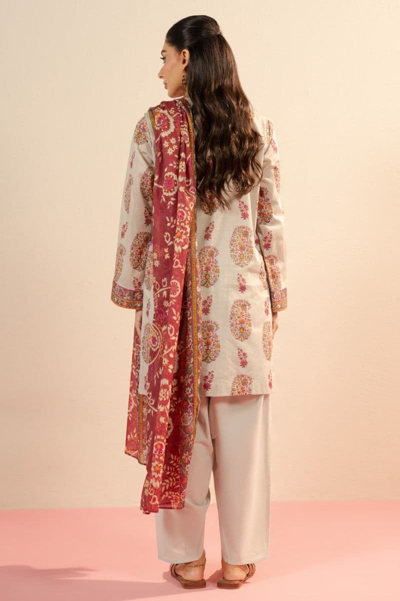 Off White Printed Lawn 3 Piece Unstitched Suit thumbnail
