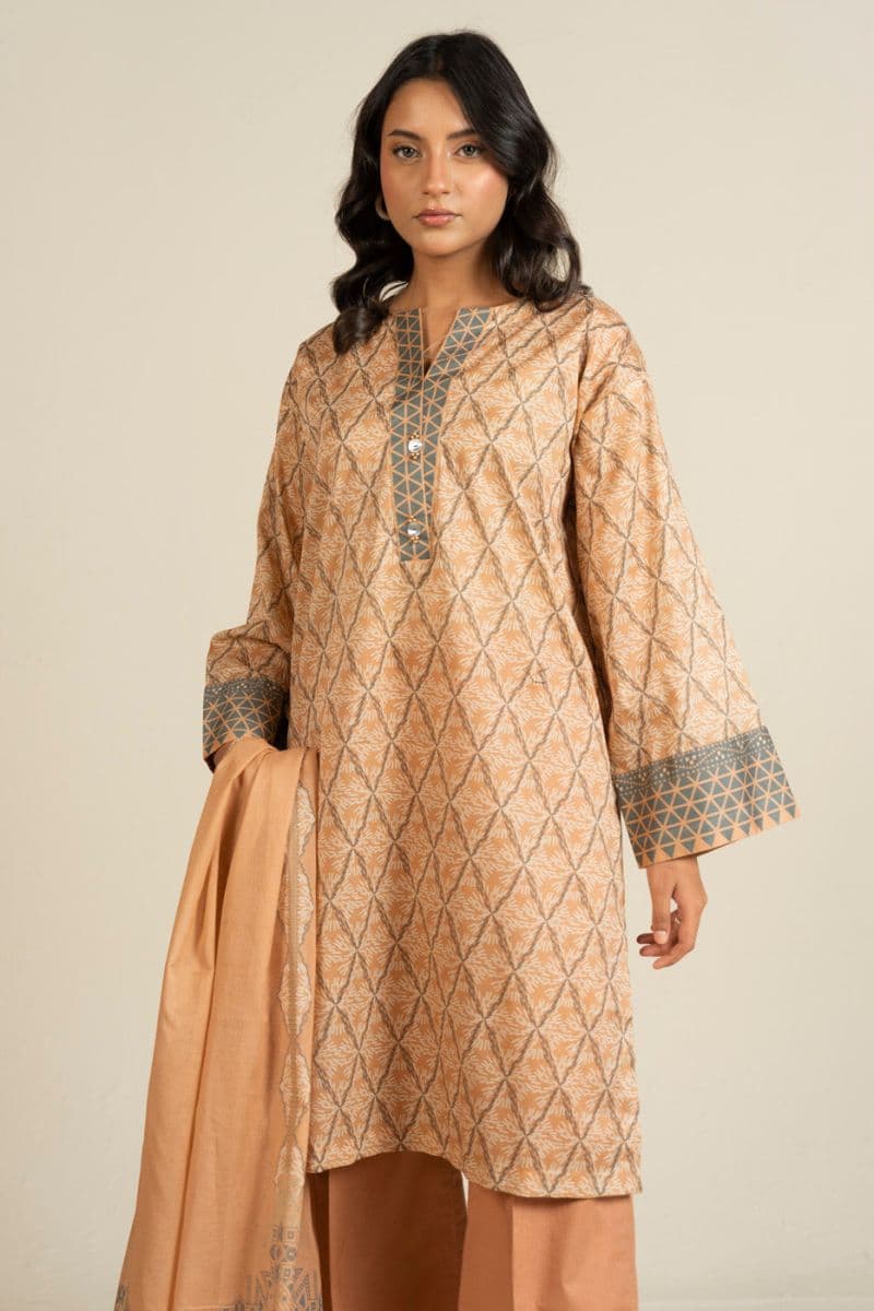 Peach Printed Lawn 3 Piece Unstitched Suit thumbnail