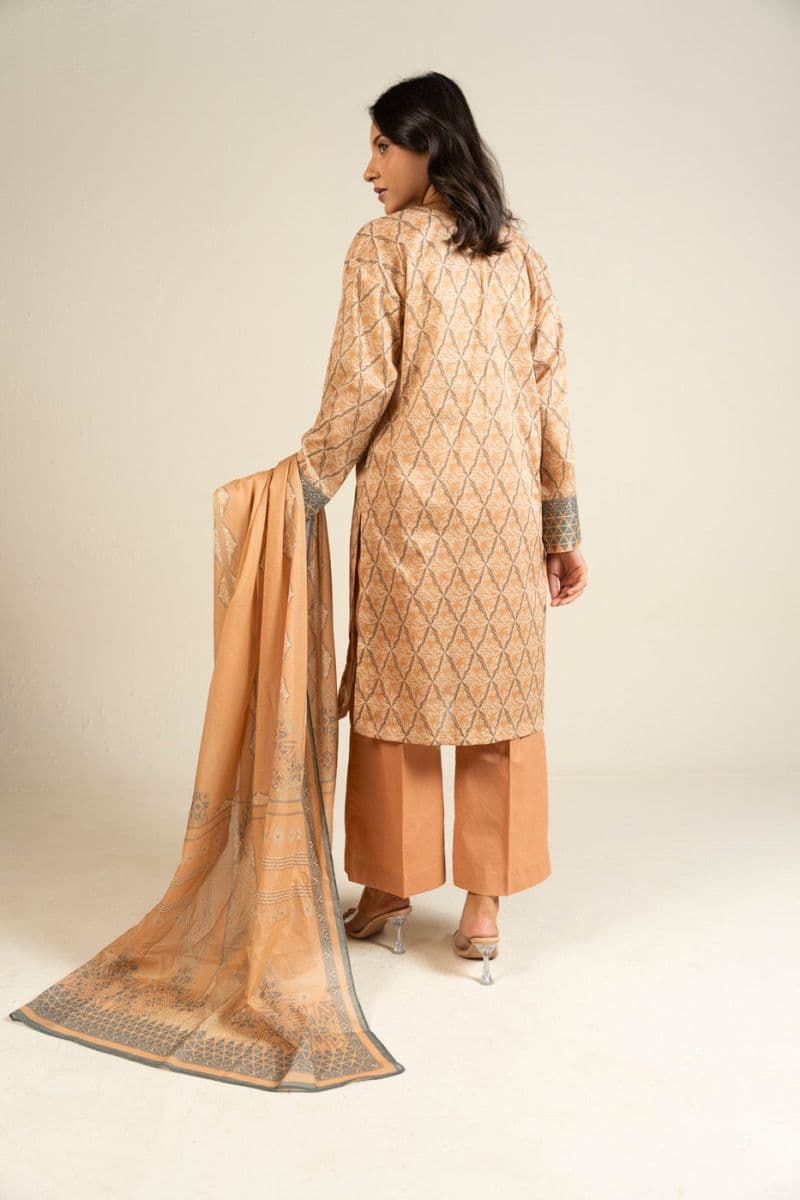 Peach Printed Lawn 3 Piece Unstitched Suit thumbnail