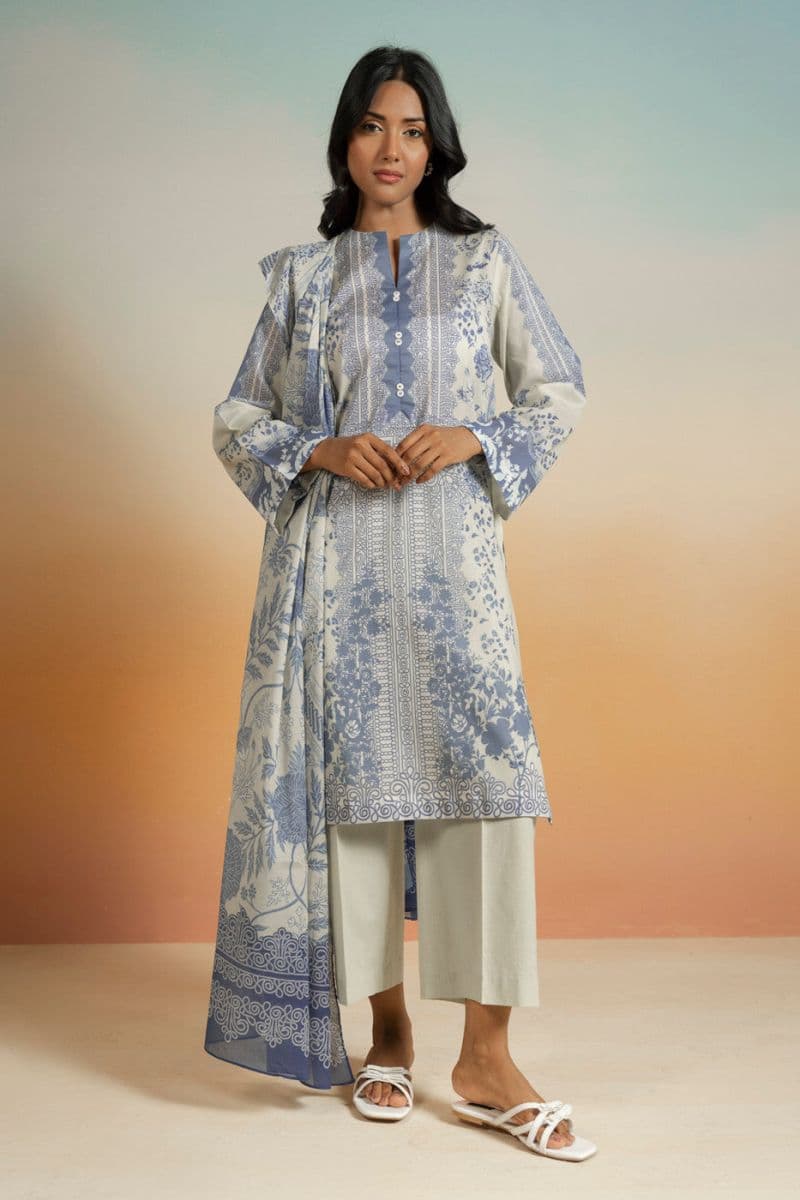 Blue Printed Lawn 3 Piece Unstitched Suit thumbnail