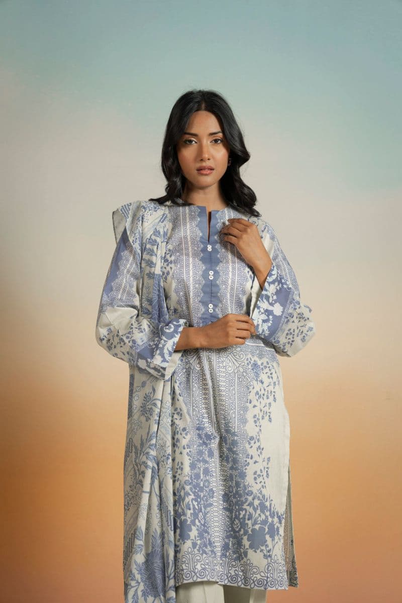 Blue Printed Lawn 3 Piece Unstitched Suit thumbnail