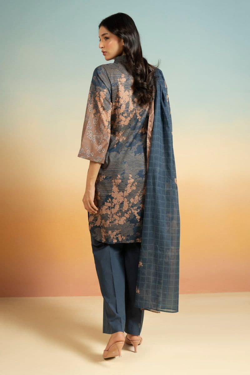 Dark Blue Printed Lawn 3 Piece Unstitched Suit thumbnail