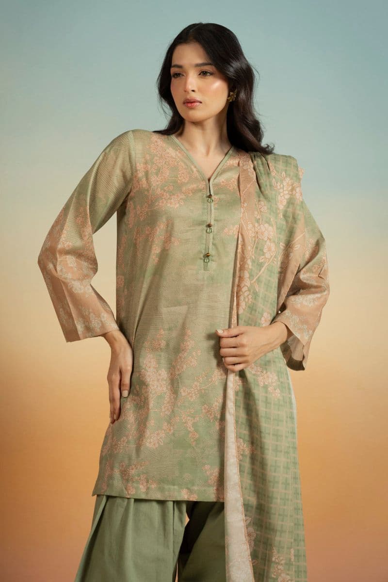 Sage Green Printed Lawn 3 Piece Unstitched Suit thumbnail
