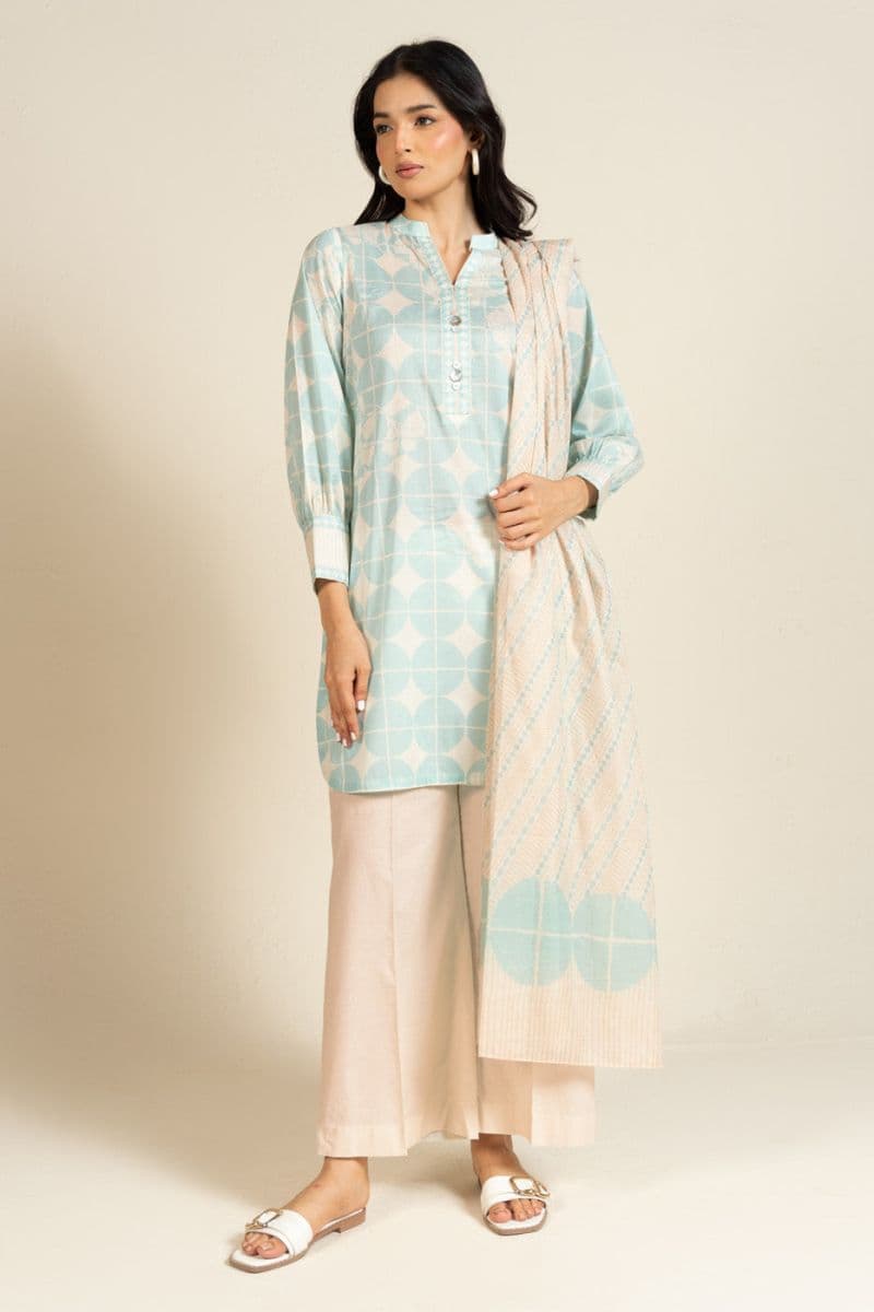 Sky Blue Printed Lawn 3 Piece Unstitched Suit thumbnail