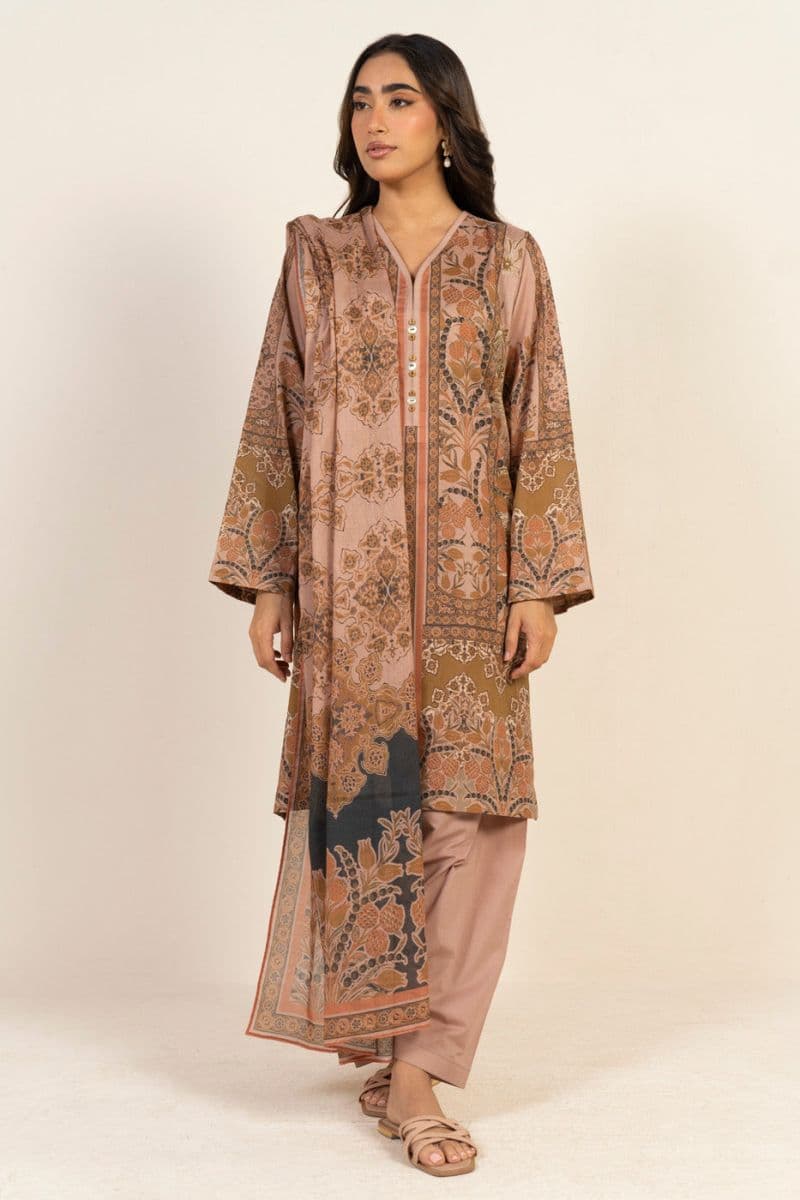 Peach Printed Lawn 3 Piece Unstitched Suit thumbnail