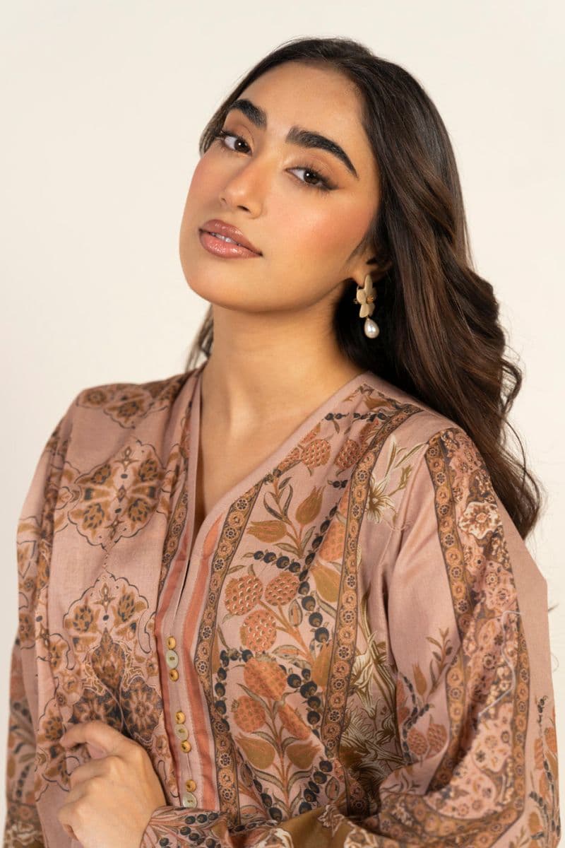 Peach Printed Lawn 3 Piece Unstitched Suit thumbnail