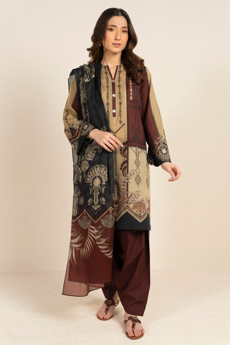 Red Printed Lawn 3 Piece Unstitched Suit thumbnail