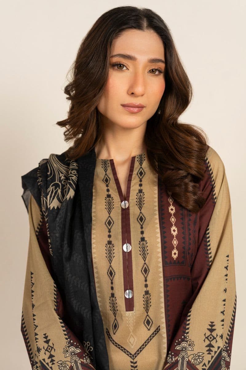 Red Printed Lawn 3 Piece Unstitched Suit thumbnail