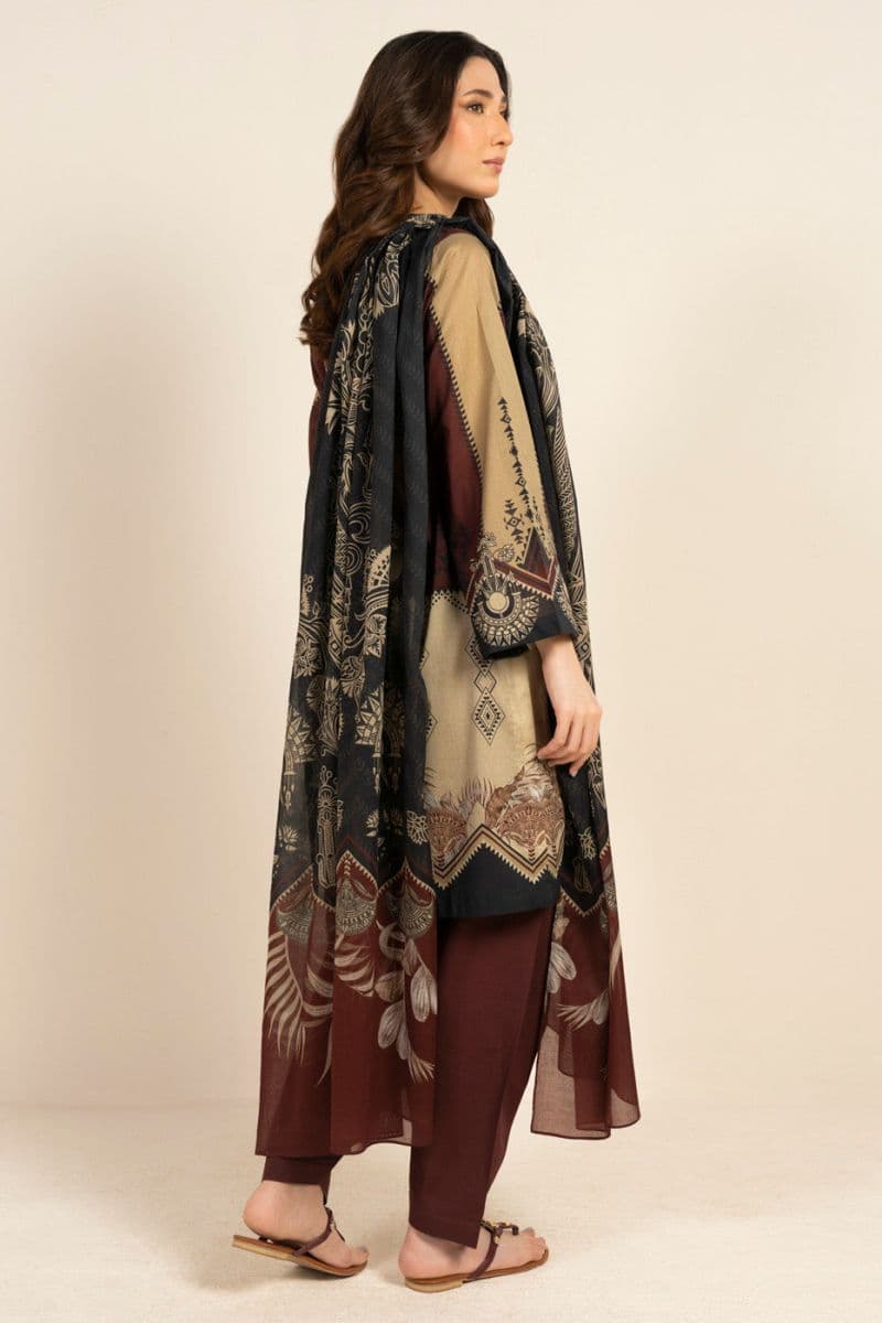 Red Printed Lawn 3 Piece Unstitched Suit thumbnail