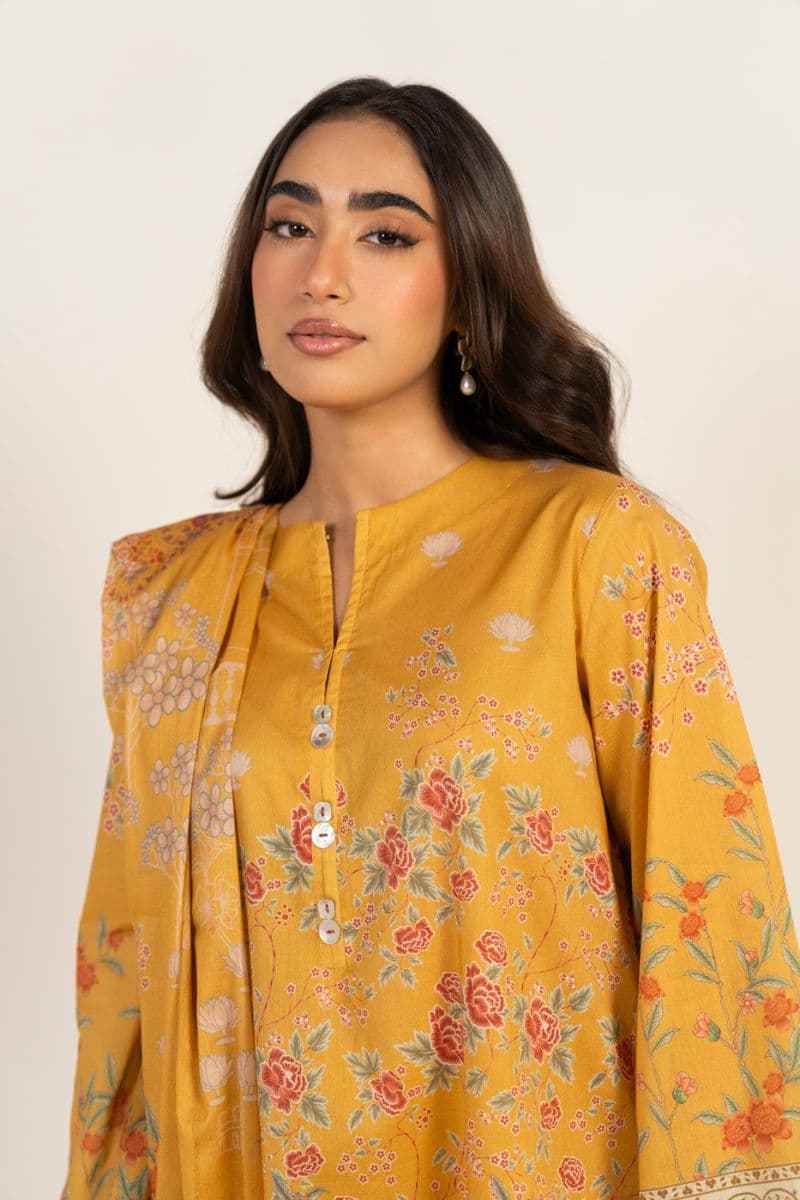 Yellow Printed Lawn 3 Piece Unstitched Suit thumbnail