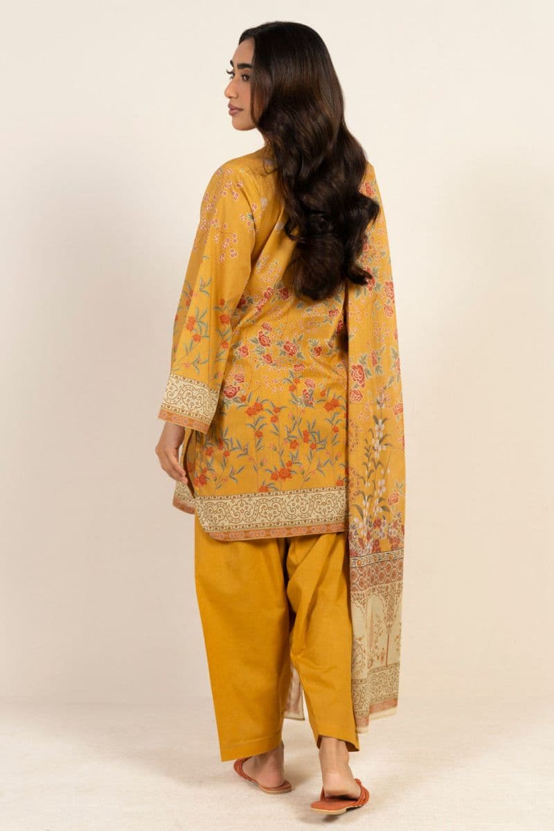Yellow Printed Lawn 3 Piece Unstitched Suit thumbnail