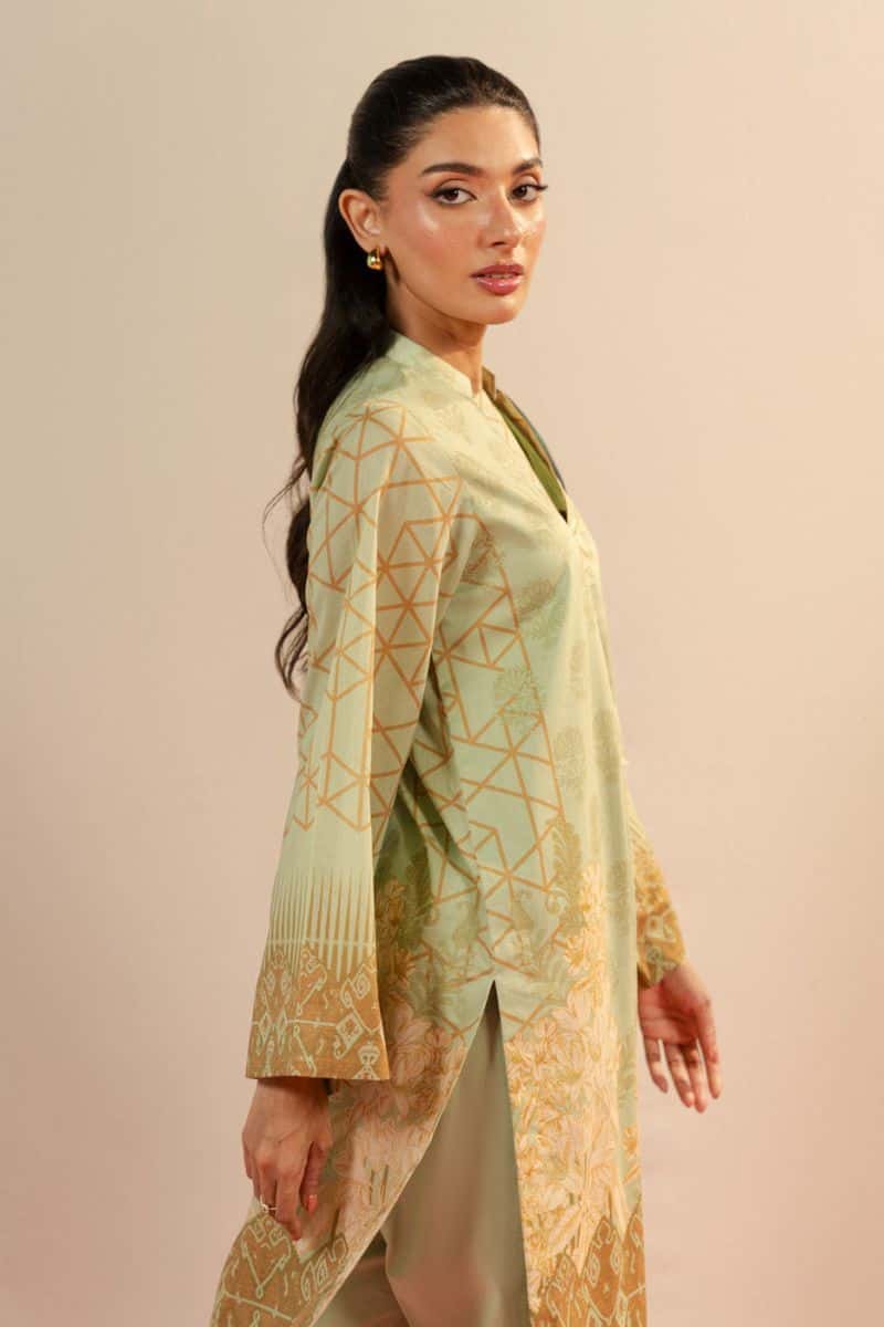 Light Green Printed Lawn 3 Piece Unstitched Suit - alternate view