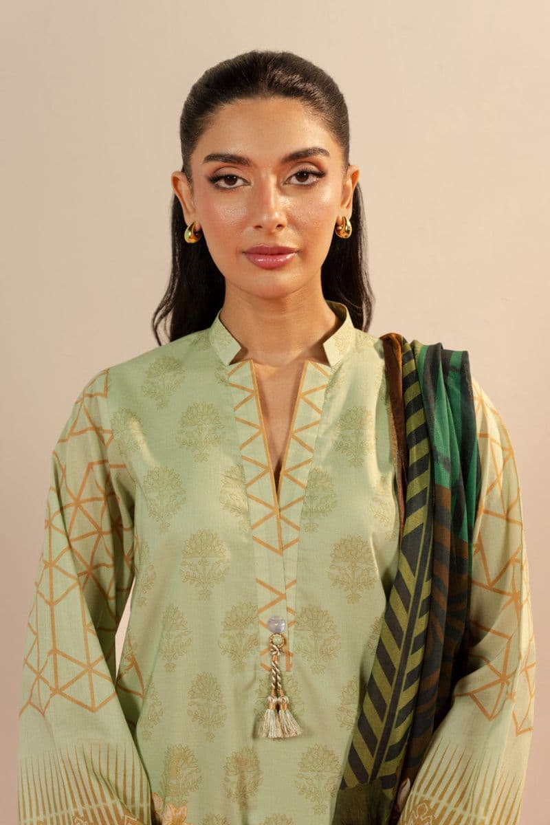 Light Green Printed Lawn 3 Piece Unstitched Suit thumbnail