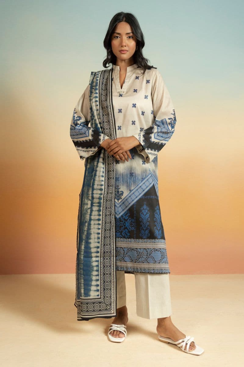 Blue Printed Lawn 3 Piece Unstitched Suit thumbnail