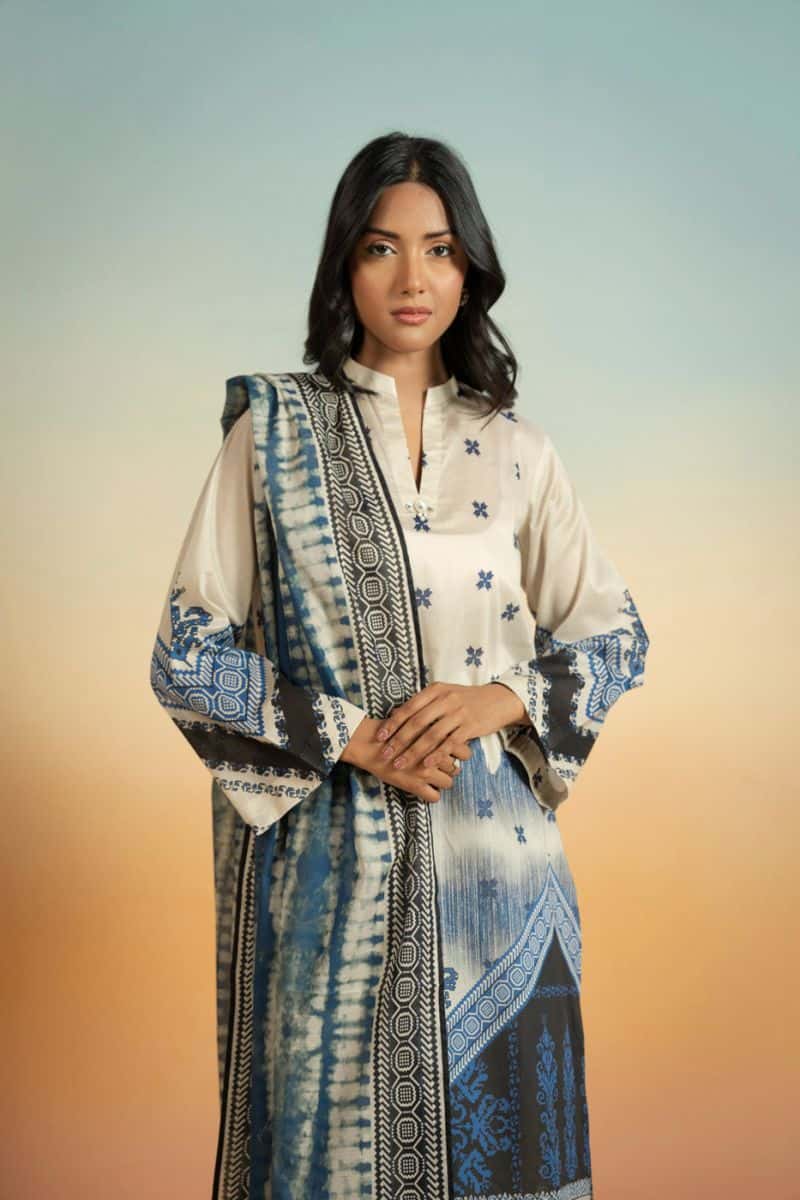 Blue Printed Lawn 3 Piece Unstitched Suit - alternate view