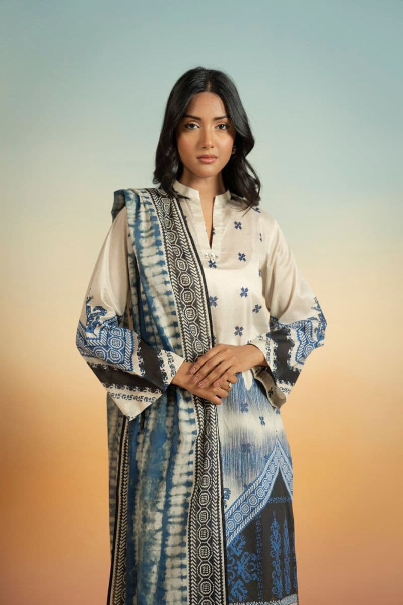 Blue Printed Lawn 3 Piece Unstitched Suit thumbnail
