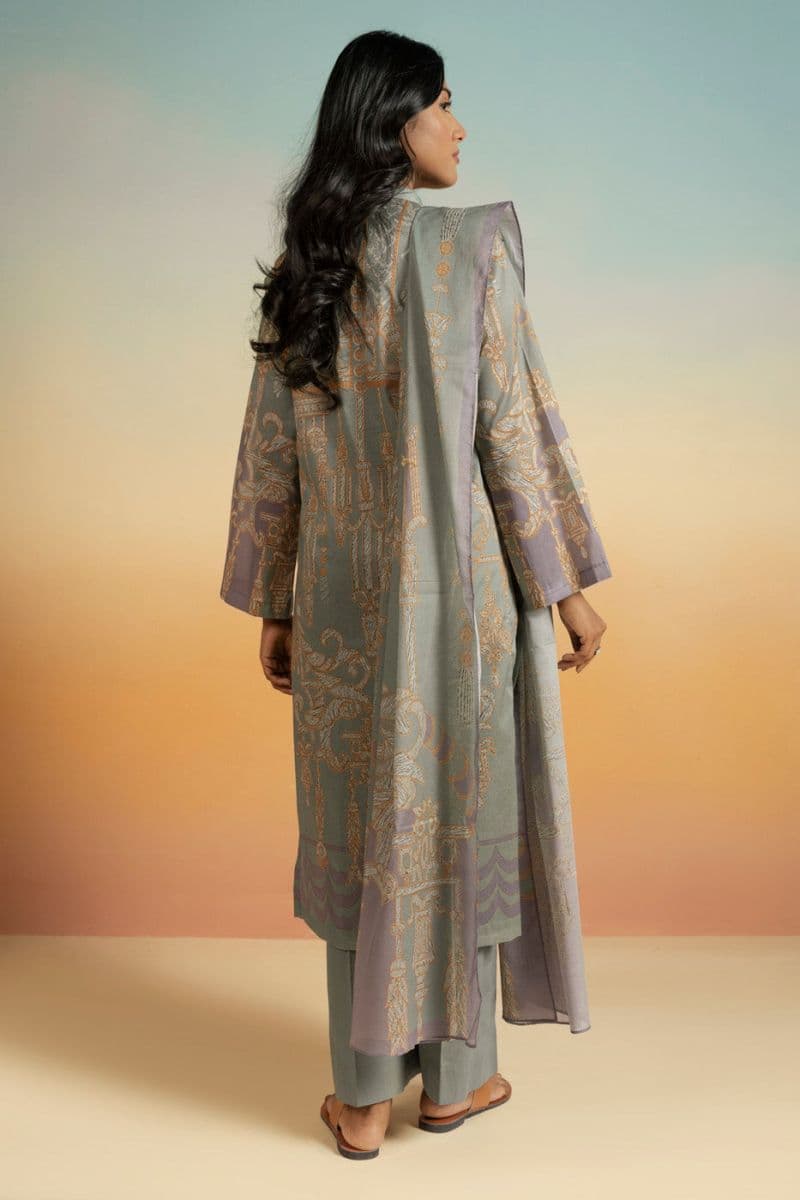 Sage Green Printed Lawn 3 Piece Unstitched Suit thumbnail