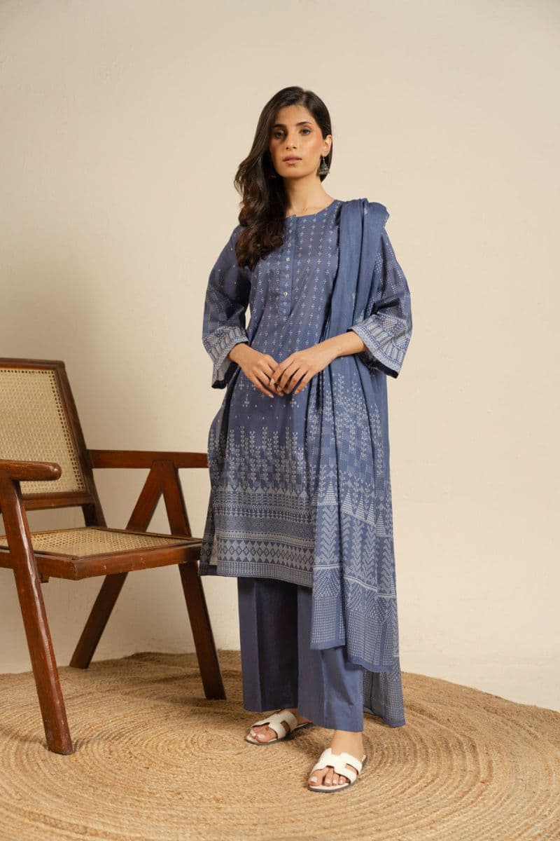 Purple Printed Lawn 3 Piece Unstitched Suit thumbnail