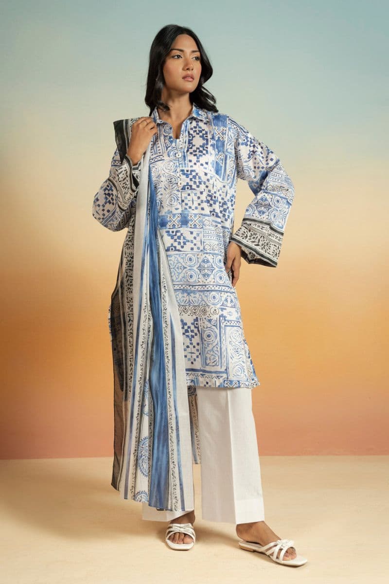 Blue Printed Lawn 3 Piece Unstitched Suit thumbnail