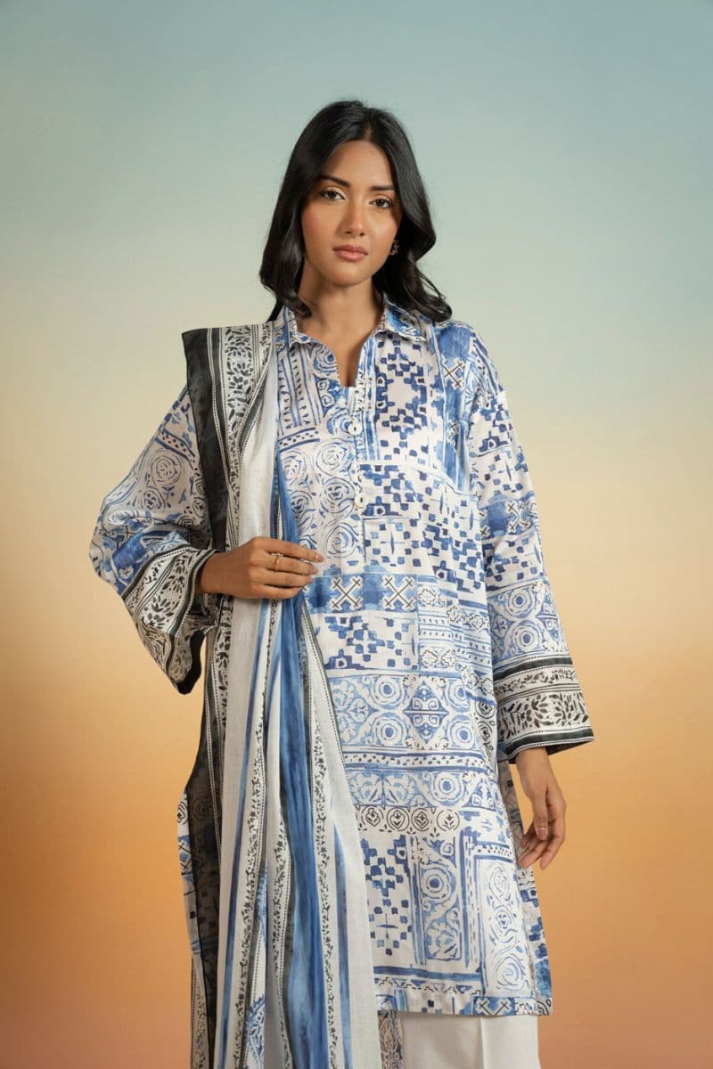 Blue Printed Lawn 3 Piece Unstitched Suit thumbnail