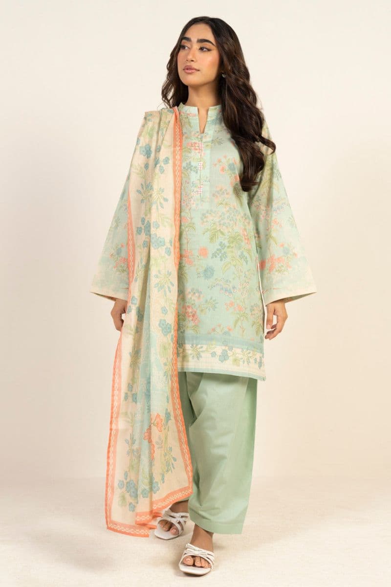 Mint Green Printed Lawn 3 Piece Unstitched Suit thumbnail
