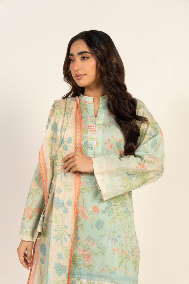 Mint Green Printed Lawn 3 Piece Unstitched Suit thumbnail