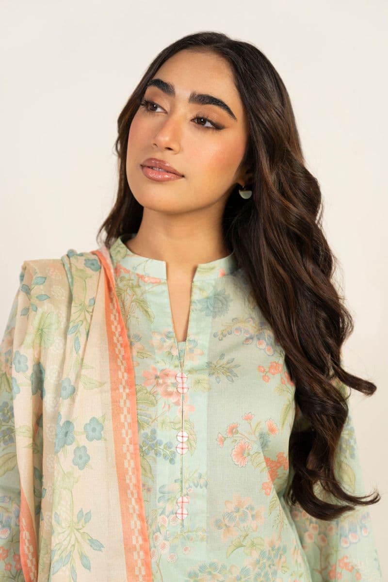 Mint Green Printed Lawn 3 Piece Unstitched Suit thumbnail