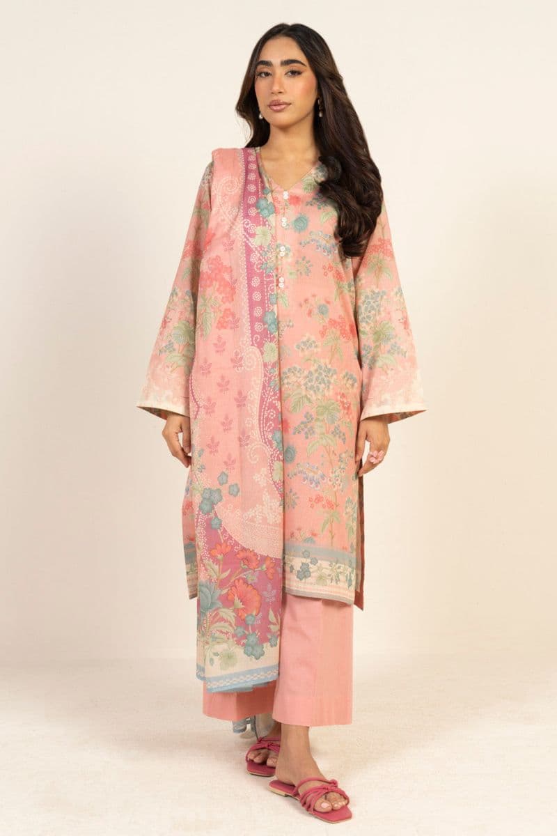 Pink Printed Lawn 3 Piece Unstitched Suit thumbnail
