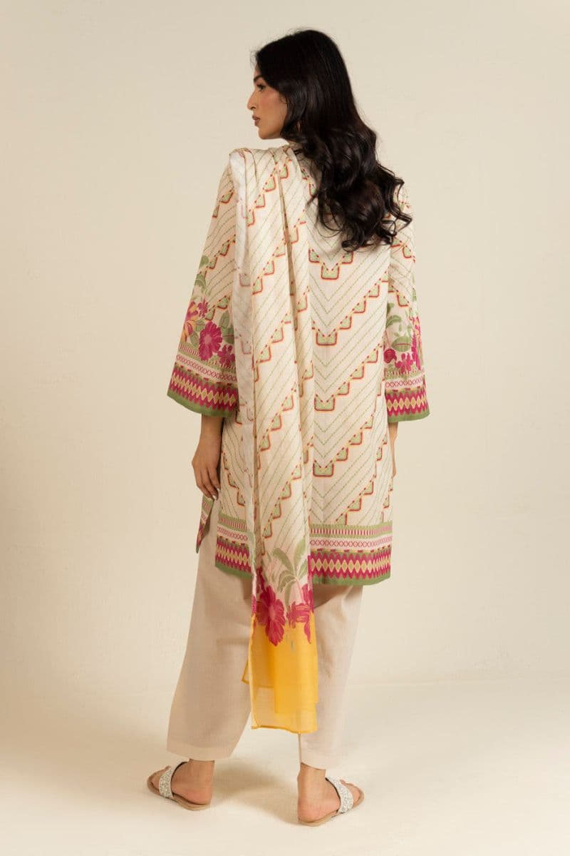 Off White Printed Lawn 3 Piece Unstitched Suit thumbnail
